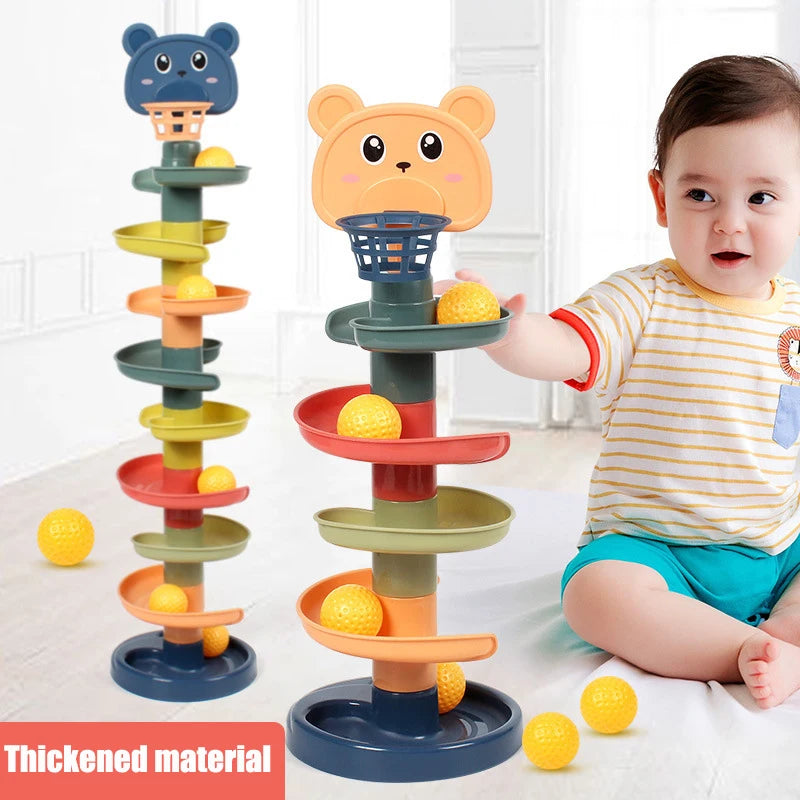 Brinquedo Educativo Montessori: Torre de Bolas Rotativa para Desenvolvimento Infantil